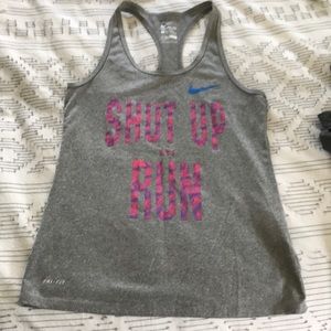Nike grey “shut up and run” dry fit tank